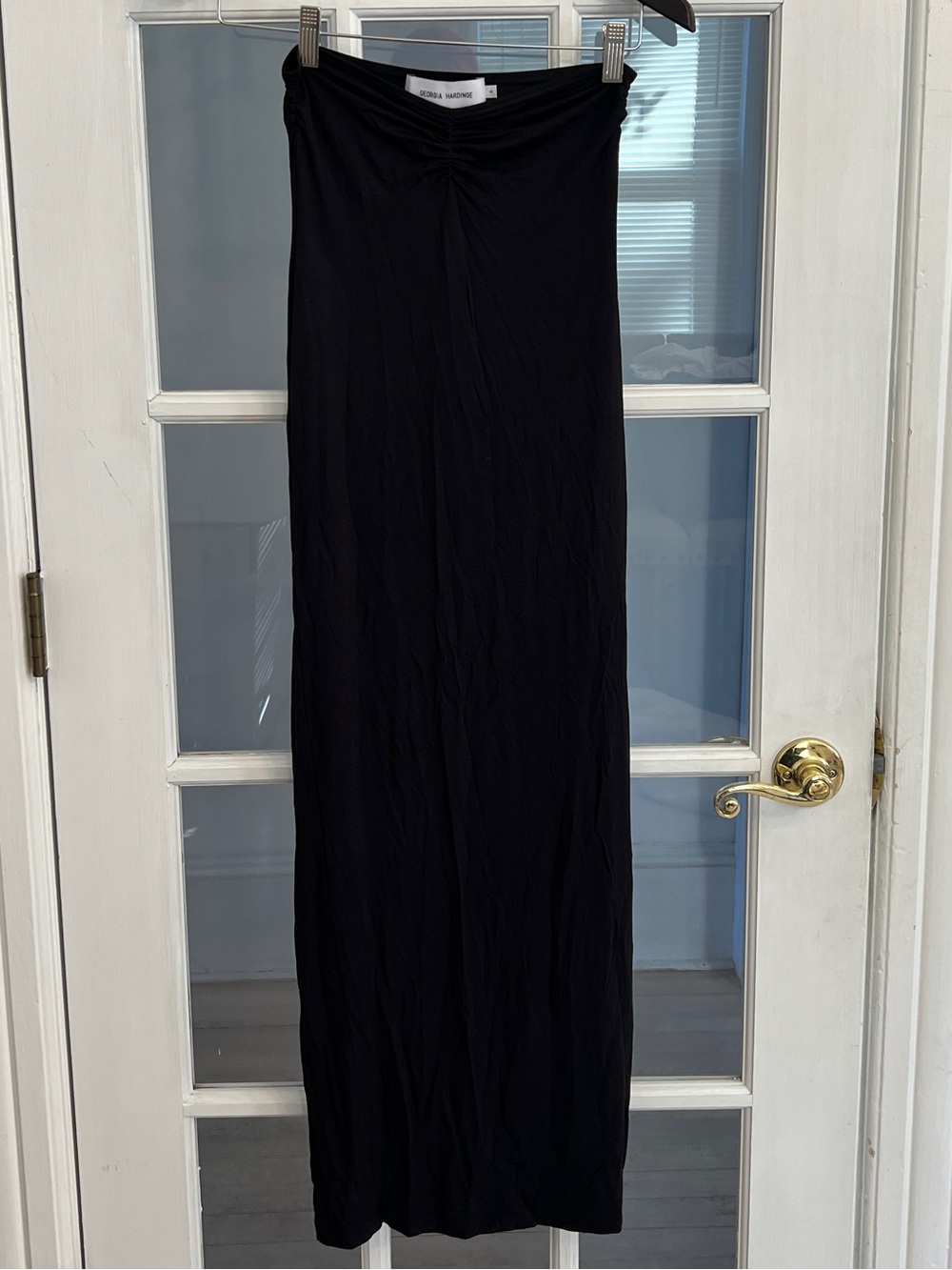 GEORGIA HARDINGE Women’s Black Strapless Ruched Bamboo Maxi Dress Size 6